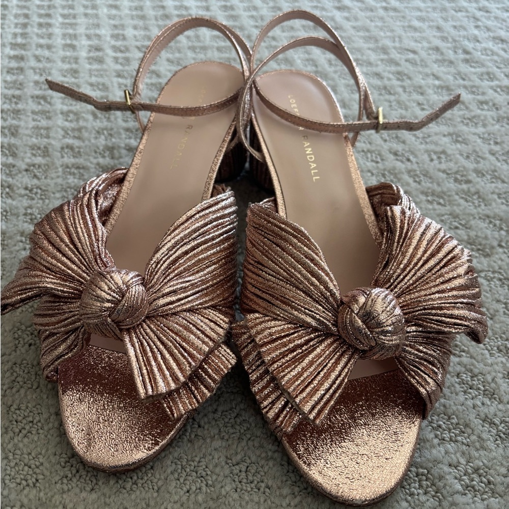 Loeffler Randall Dalia Metallic Rose Gold Knotted Heels